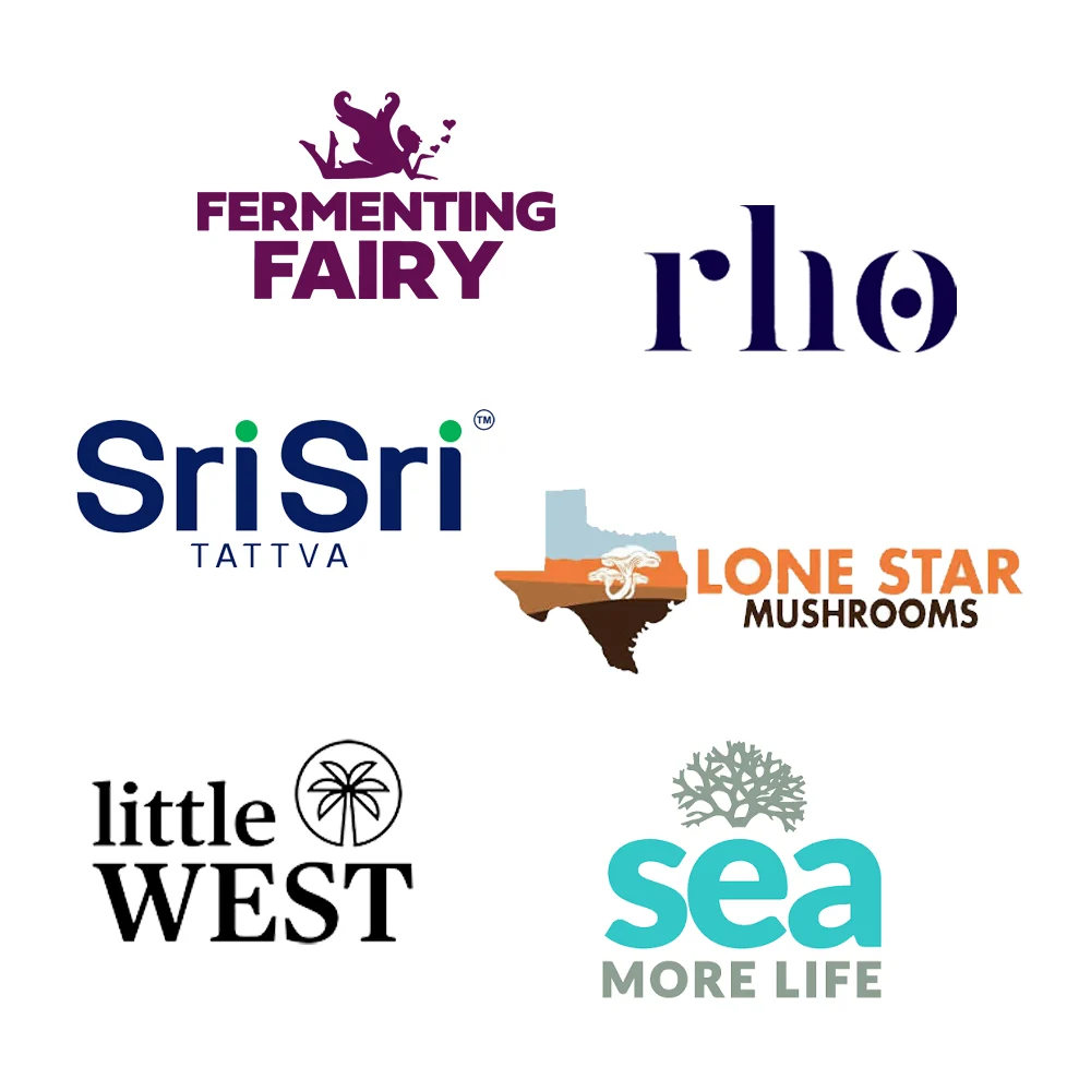 Supplement and health brands we have worked with, including Fermenting Fairy, Rho, Sri Sri Tattva, Lone Star Mushrooms, Little West and Sea More Life